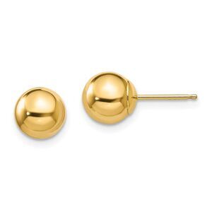 7mm Polished Ball Friction Back Stud Earrings in 14k Yellow Gold